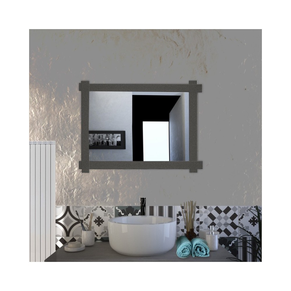 Cowboy-Specchio da bagno reversibile, con cornice antracite in metallo