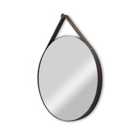 Mirta - Miroir simili cuir diam.80cm