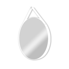 Lory - Miroir en éco-cuir blanc diam.80cm