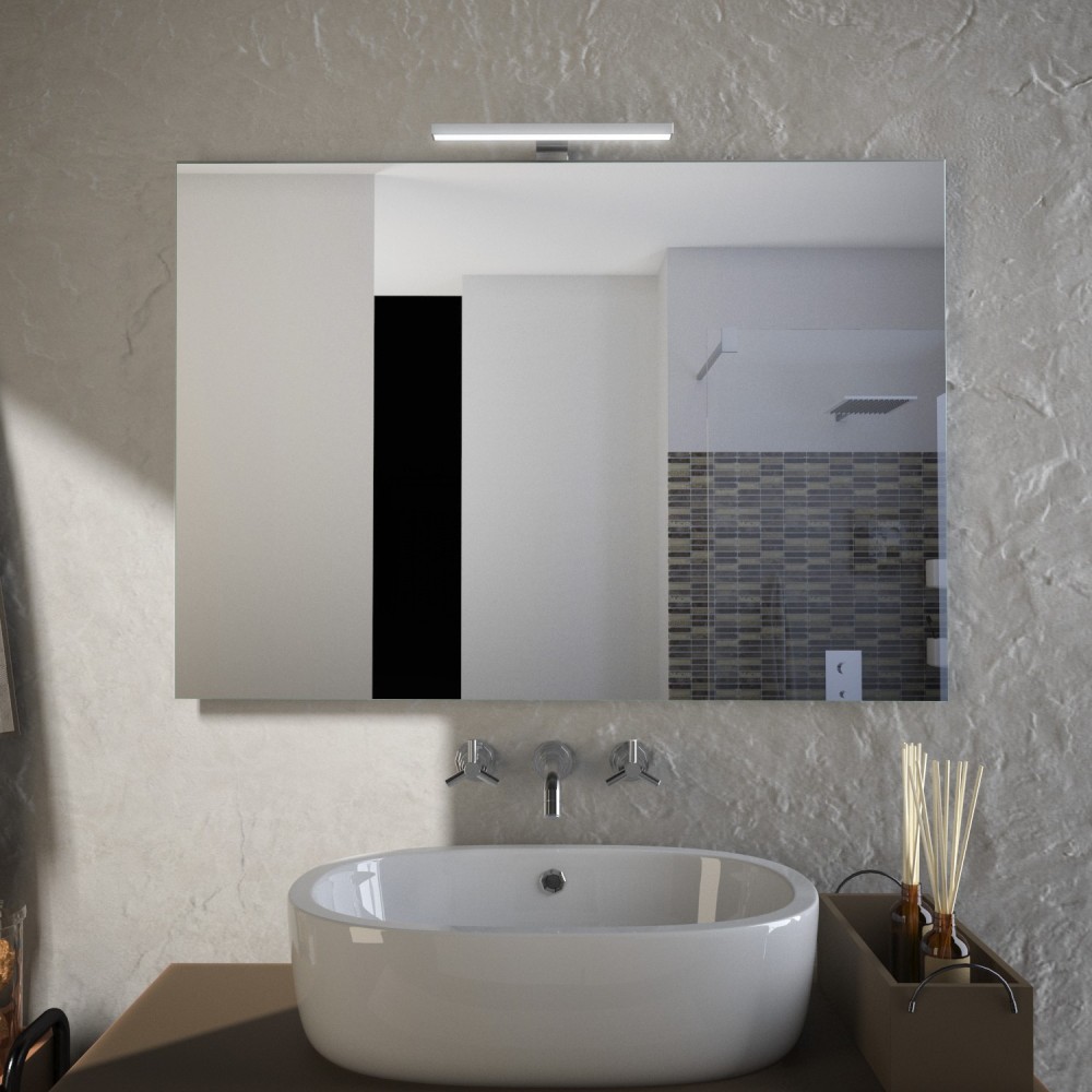 SP3, Specchio a LED Rettangolare, Specchio Bagno con profili luce, Specchio da parete con illuminazione LED, Accensione Touch, Dimensioni  80x65cm