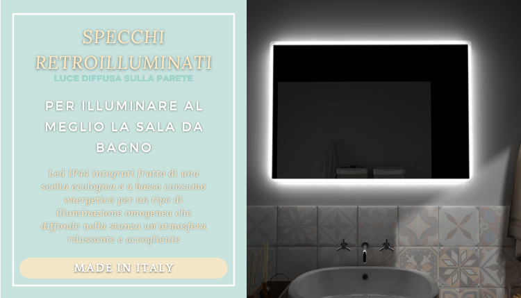 Specchi da bagno illuminati a LED montati a parete con luci, cornice in  metallo, specchio retroilluminato con tocco di vanità per il trucco  400x700mm / 600x900mm per cosmetici per il trucco 